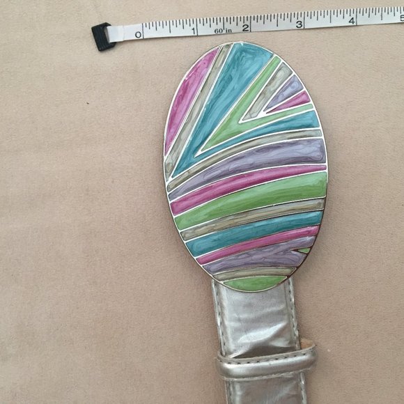 Silver Belt with Colorful Enamel Style Buckle - Picture 8 of 8
